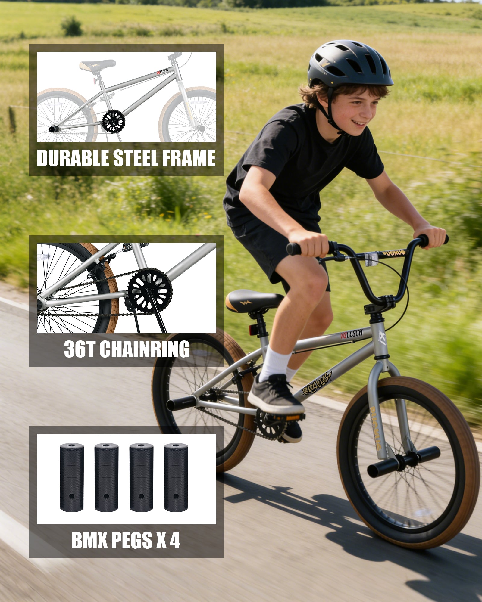 vollsch Freestyle BMX Bikes 18 20 Inch Kids Bicycle for 6-15 Years Old Teens, Boys, Girls, Beginner-Lever Riders,Multiple Colors