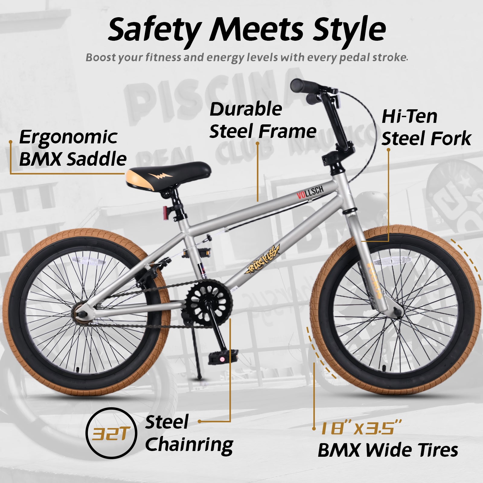 vollsch Freestyle BMX Bikes 18 20 Inch Kids Bicycle for 6-15 Years Old Teens, Boys, Girls, Beginner-Lever Riders,Multiple Colors