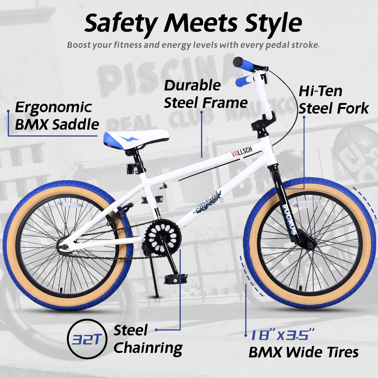 vollsch Freestyle BMX Bikes 18 20 Inch Kids Bicycle for 6-15 Years Old Teens, Boys, Girls, Beginner-Lever Riders,Multiple Colors