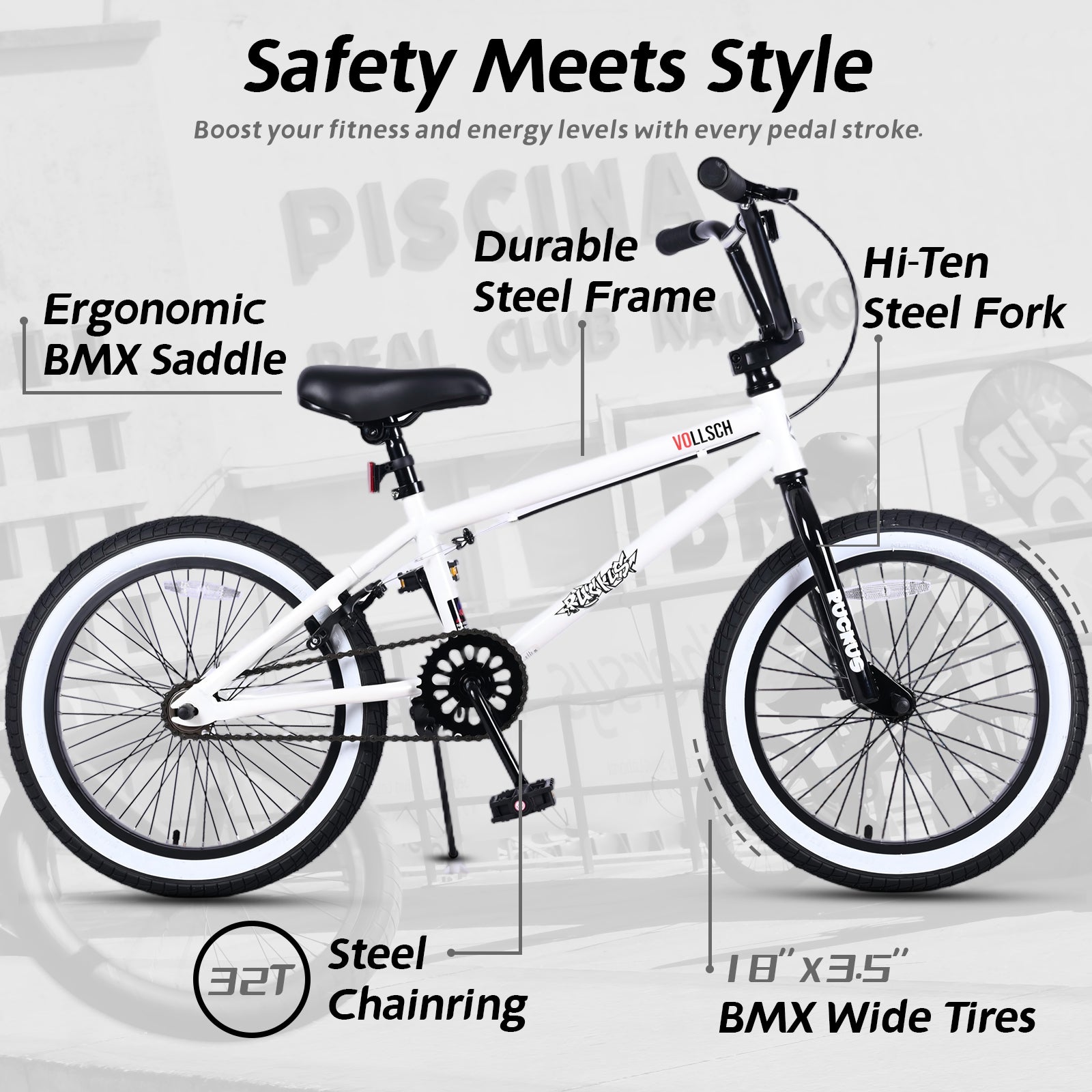 vollsch Freestyle BMX Bikes 18 20 Inch Kids Bicycle for 6-15 Years Old Teens, Boys, Girls, Beginner-Lever Riders,Multiple Colors