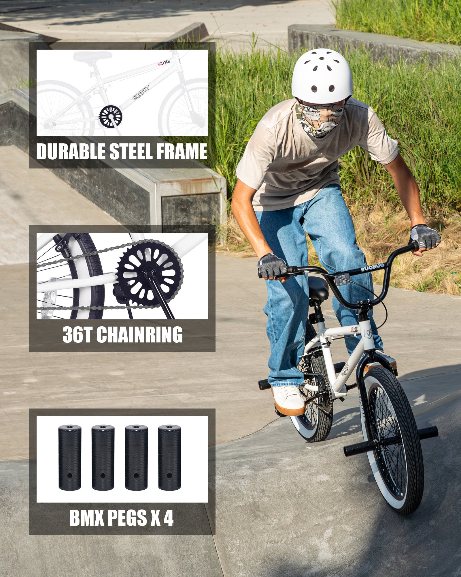 vollsch Freestyle BMX Bikes 18 20 Inch Kids Bicycle for 6-15 Years Old Teens, Boys, Girls, Beginner-Lever Riders,Multiple Colors