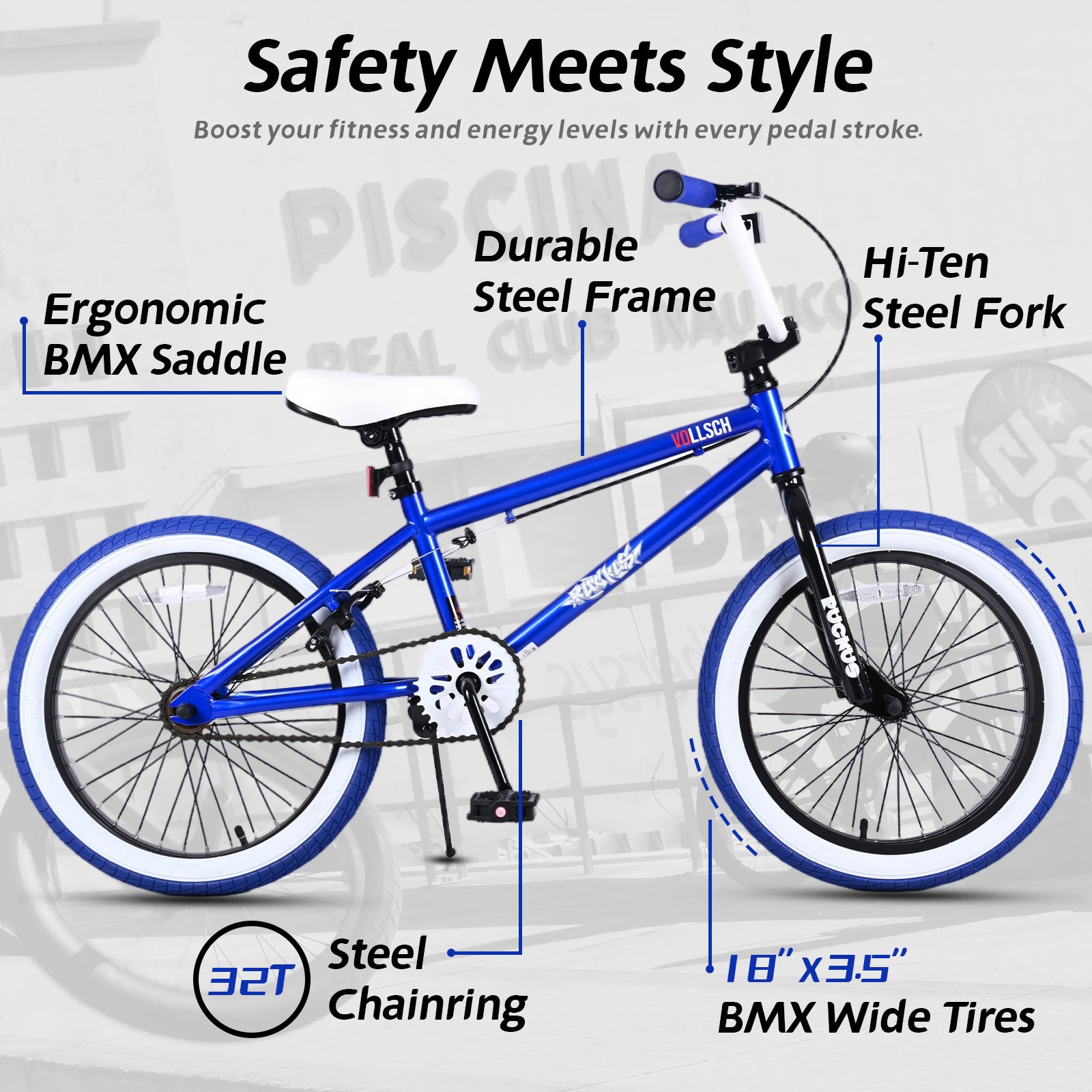 vollsch Freestyle BMX Bikes 18 20 Inch Kids Bicycle for 6-15 Years Old Teens, Boys, Girls, Beginner-Lever Riders,Multiple Colors