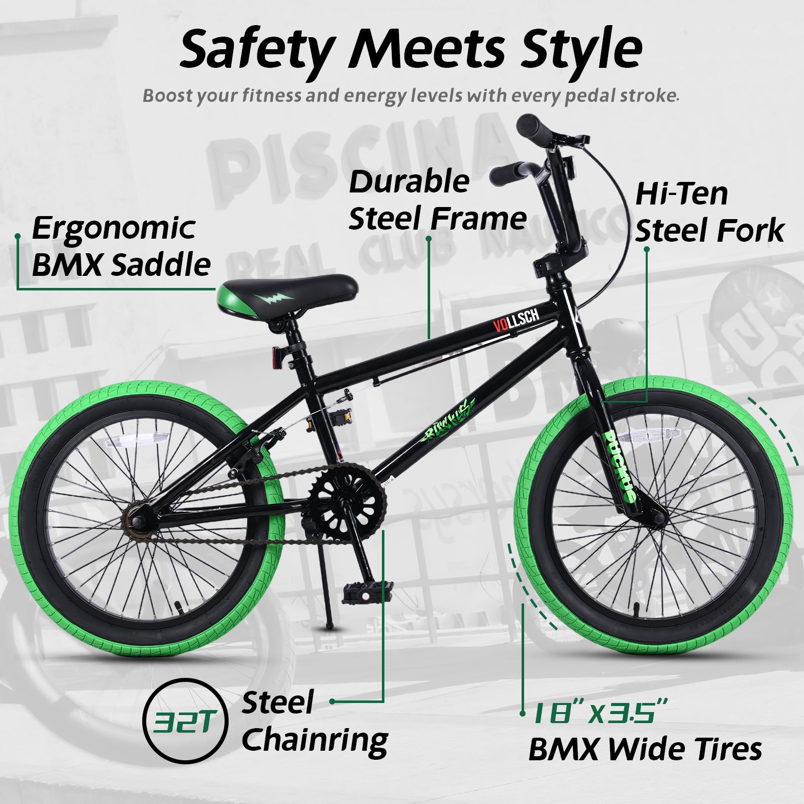vollsch Freestyle BMX Bikes 18 20 Inch Kids Bicycle for 6-15 Years Old Teens, Boys, Girls, Beginner-Lever Riders,Multiple Colors