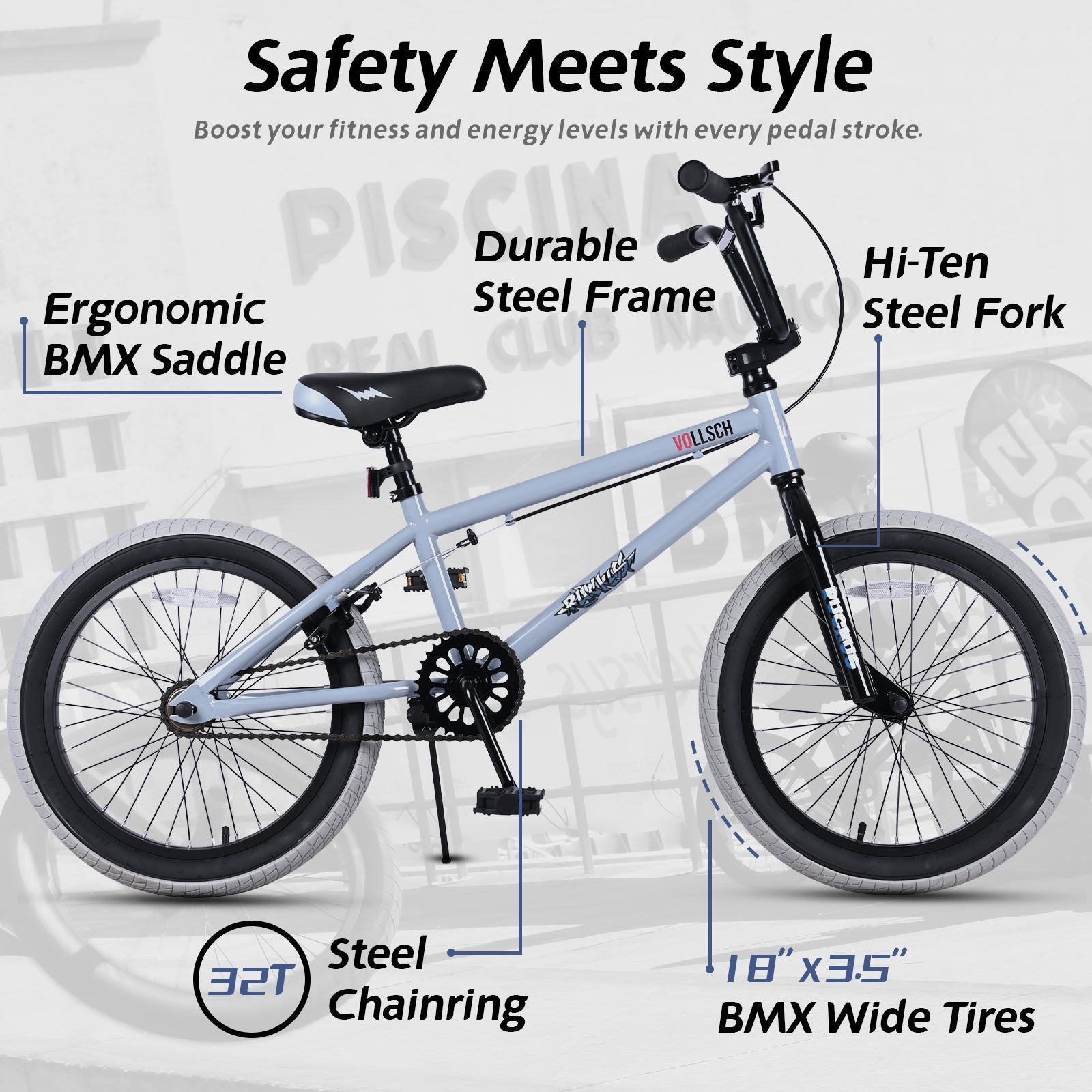 vollsch Freestyle BMX Bikes 18 20 Inch Kids Bicycle for 6-15 Years Old Teens, Boys, Girls, Beginner-Lever Riders,Multiple Colors