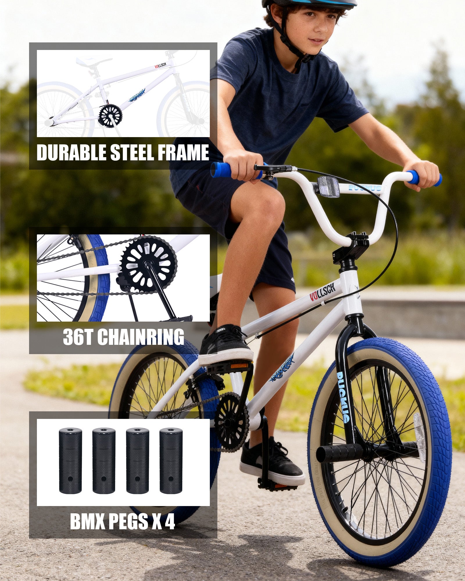 vollsch Freestyle BMX Bikes 18 20 Inch Kids Bicycle for 6-15 Years Old Teens, Boys, Girls, Beginner-Lever Riders,Multiple Colors