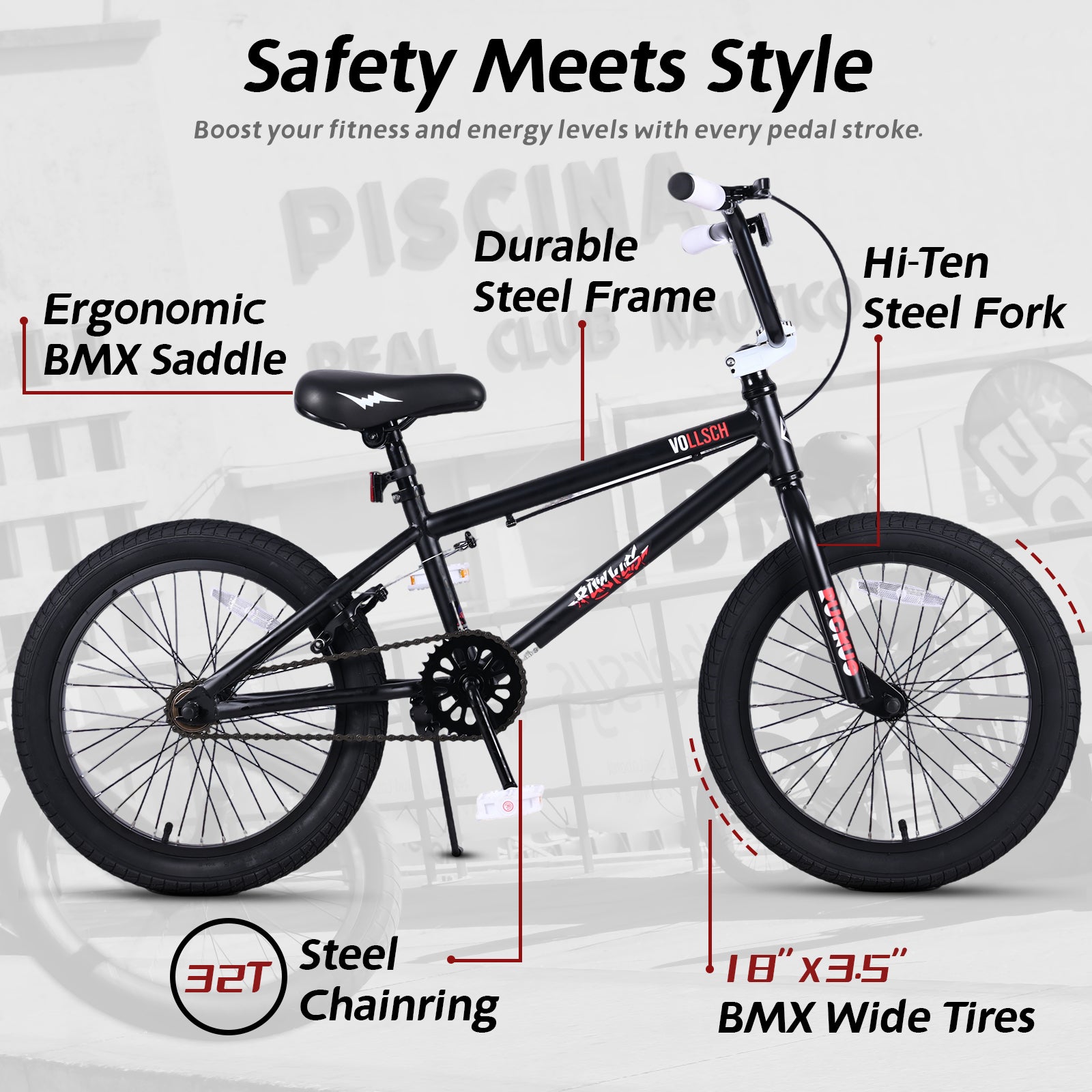 vollsch Freestyle BMX Bikes 18 20 Inch Kids Bicycle for 6-15 Years Old Teens, Boys, Girls, Beginner-Lever Riders,Multiple Colors