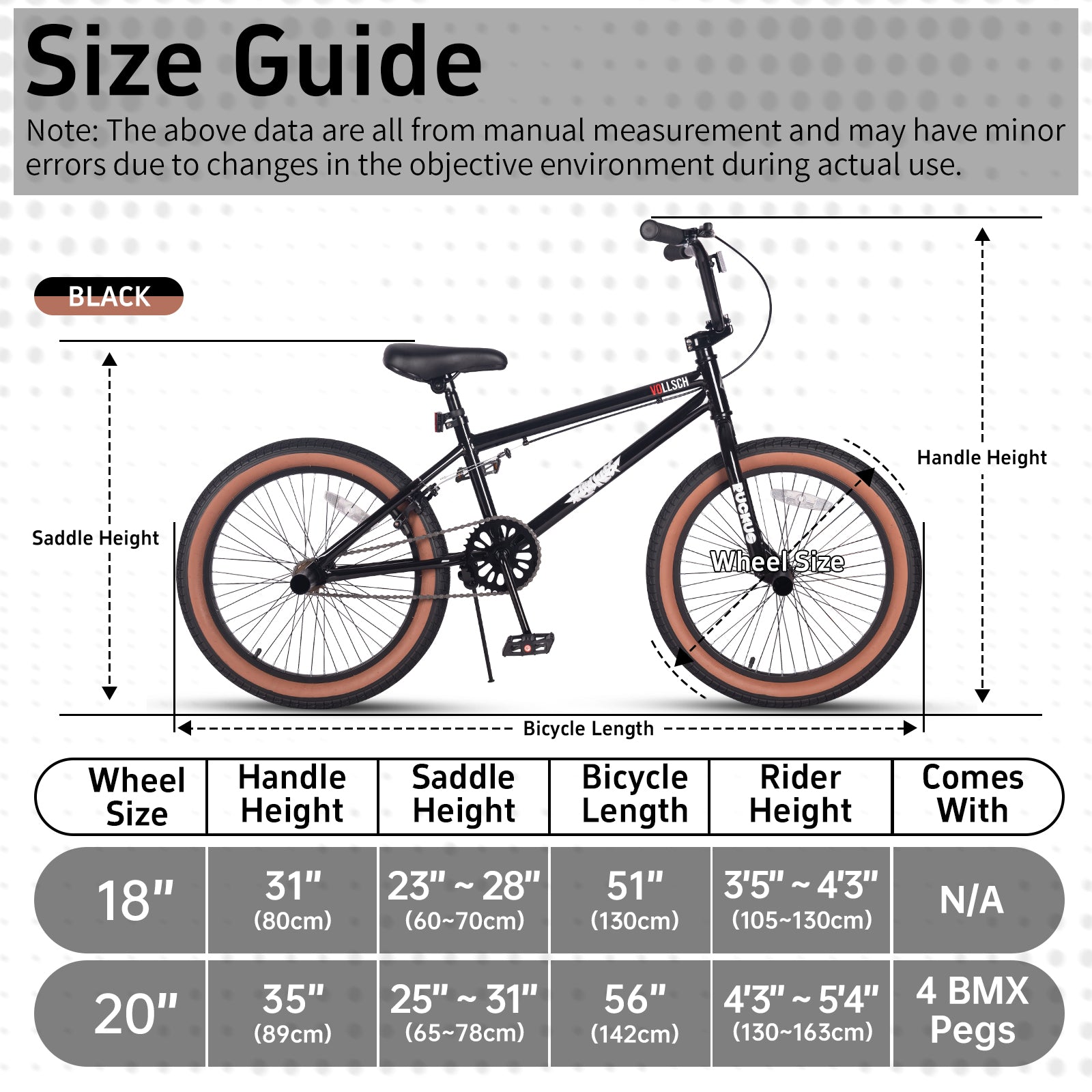 vollsch Freestyle BMX Bikes 18 20 Inch Kids Bicycle for 6-15 Years Old Teens, Boys, Girls, Beginner-Lever Riders,Multiple Colors
