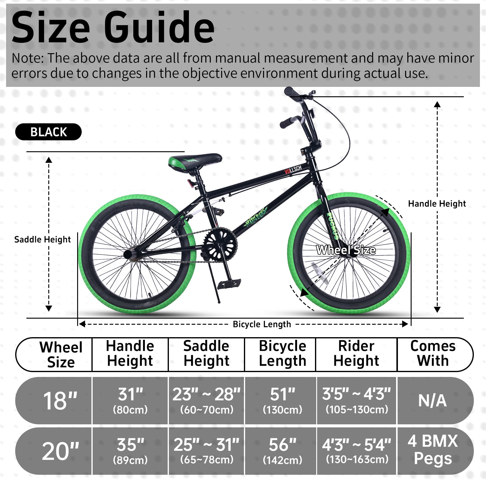 vollsch Freestyle BMX Bikes 18 20 Inch Kids Bicycle for 6-15 Years Old Teens, Boys, Girls, Beginner-Lever Riders,Multiple Colors