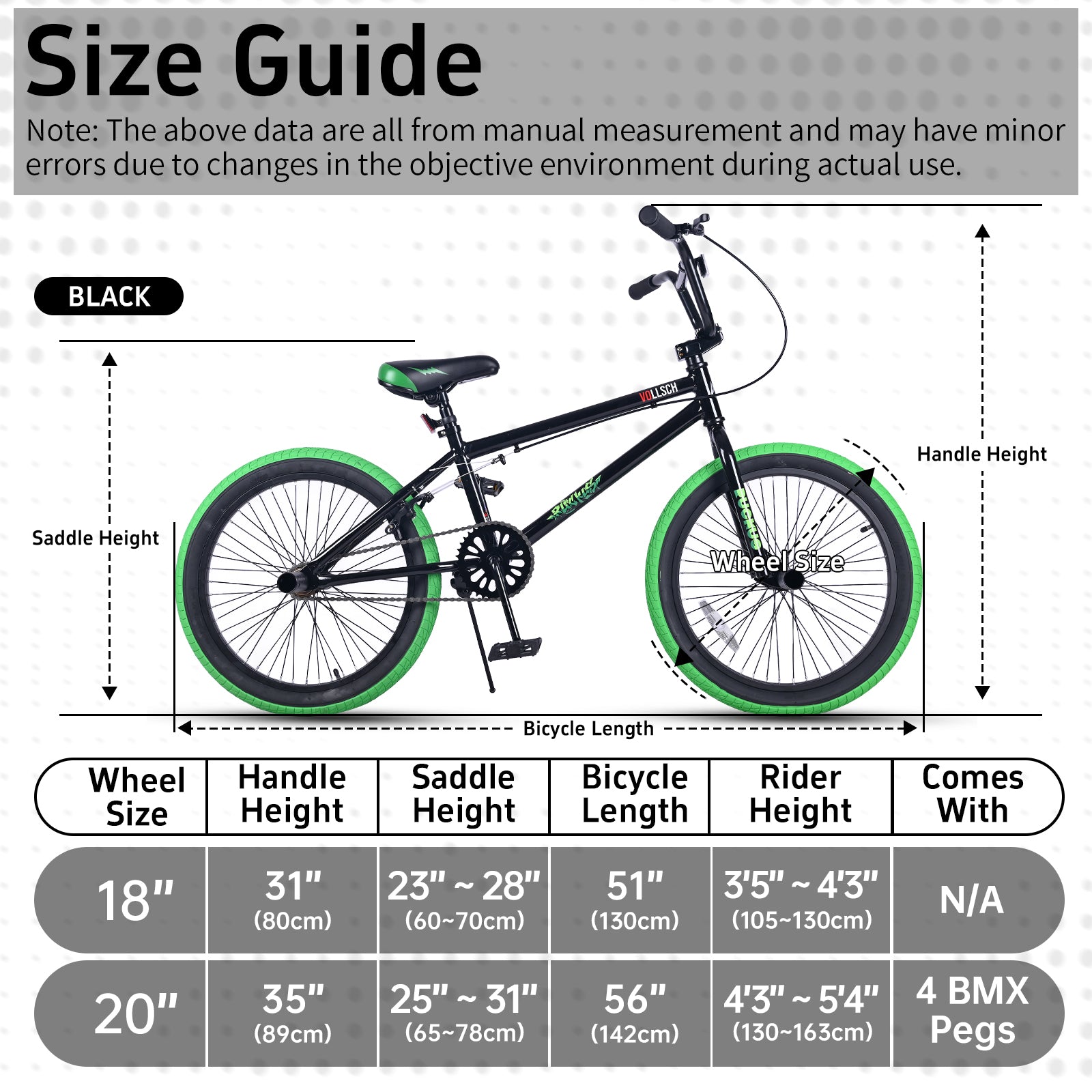vollsch Freestyle BMX Bikes 18 20 Inch Kids Bicycle for 6-15 Years Old Teens, Boys, Girls, Beginner-Lever Riders,Multiple Colors