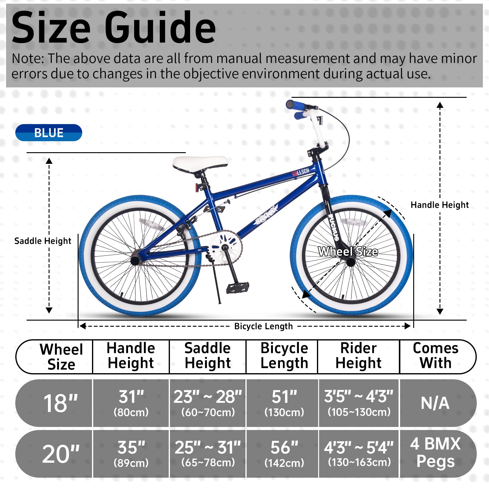 vollsch Freestyle BMX Bikes 18 20 Inch Kids Bicycle for 6-15 Years Old Teens, Boys, Girls, Beginner-Lever Riders,Multiple Colors