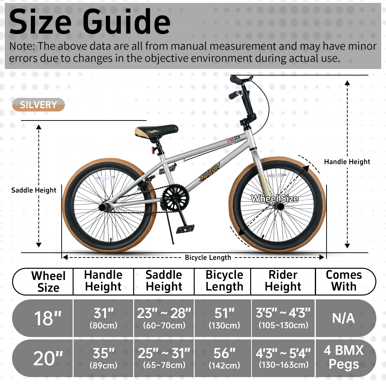 vollsch Freestyle BMX Bikes 18 20 Inch Kids Bicycle for 6-15 Years Old Teens, Boys, Girls, Beginner-Lever Riders,Multiple Colors